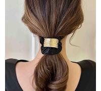 Inateannal Raso Capelli Scrunchies Per Le Donne Oro Metallo Elastico Capelli Bande Seta Scrunchies Bobbles Coda Di Cavallo Titolari Per Tutti I Tipi Di Anti Crespo Anti Rottura (nero)