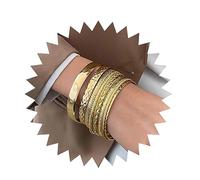 Inateannal Set Di Braccialetti D'oro Per Le Donne Multi Impilabile Ampia Collezione Di Braccialetti Bangle Indiano Bollywood Chunky Stratificato Metallo Strutturato Bracciali Nozze Gioielli Da(10pcs)
