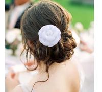 Inateannal Vintage Bianco Fiore Fermaglio Copricapo Tessuto Spilla Camelia Bianco Grande Fiore Capelli Spille Camelia Fiore Spilla Pin Floreale Barrette Copricapo Clip Due Vie Gioielli Per Le Donne