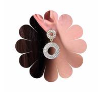 Inateannal Vintage Strass Cerchio Orecchini Pendenti Argento Cristallo Cerchio Goccia Orecchini Cz Grandi Cerchi Vuoti Orecchini Doppio Cerchio Orecchini Gioielli Per Le Donne E Le Ragazze