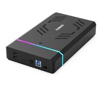 Inateck Case per Disco Rigido RGB da 3,5 Pollici, Case Esterno USB 3.0 per HDD e SSD SATA da 2,5''/3,5'', con Porte di Espansione e Adattatore di Alimentazione da 12V/2A, Supporta Fino a 20TB, FE3003