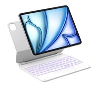 Inateck Custodia con Tastiera Magnetica Easy-Set per iPad Air 11" M4/ M3/M2 (2024-25), Air 6/5/4 Gen, iPad Pro 11 4a/3a/2a/1a Gen, Supporto a Sbalzo Galleggiante, 7 Colori Trackpad, Bianco