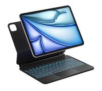 Inateck Custodia con Tastiera Magnetica Easy-Set per iPad Air 11" M4/M3/M2 (2024-25), Air 6/5/4 Gen, iPad Pro 11 4a/3a/2a/1a Gen, Supporto a Sbalzo Galleggiante, Retroilluminazione a 7 Colori Trackpad