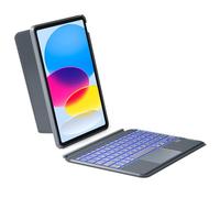 Inateck Custodia con tastiera per iPad 10 generazione, tastiera con touchpad per iPad 10th Gen 10,9 pollici 2022, rimovibile, retroilluminazione a 7 colori, supporto verticale/orizzontale, QWERTZ,
