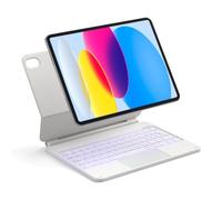 Inateck Custodia Tastiera iPad A16/10a Gen, Supporto Magnetico Flottante | Per 10.9/11", 7 colori retroilluminato, touchpad, braccio flottante, NeoMagic SE, Bianco