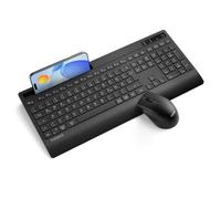 Inateck KB06006 - Tastiera wireless QWERTZ a grandezza naturale, Bluetooth 2,4 G/2, con poggiapolsi, funzione AI, tastiera silenziosa per Mac, Windows, laptop, PC, Smart TV, KB06006