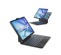 Inateck NeoMagic KB903 - Custodia magnetica per iPad Air da 13 pollici, iPad Pro 12,9 pollici, 6/5/4/3, grande trackpad, display LED Smart Power, 7 colori, 3 livelli, retroilluminazione, QWERTZ, con