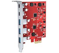 Inateck RedComets U25, PCIe 3.0 x1 Scheda Con 3 Porte USB-A e 2 Porte USB-C, 8 Gbps, Non Necessita di Alimentazione Esterna, Rosso