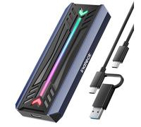 Inateck RGB Custodia SSD M.2 NVMe SATA, USB 3.2 Gen 2 (10 Gbps) Custodia con Supporto UASP Trim per SSD NVME/SATA 2242/2260/2280 (Chiave M/M&B), Installazione Senza Attrezzi (Fino a 4 TB), FE2024