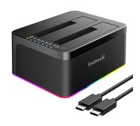 Inateck RGB USB 3.0 Docking Station per Disco Rigido con Porta USB-C con Clonazione Offline, per HDD e SSD SATA da 2,5/3,5", 2 Docking Station Dual bay da 20TB, Supporto UASP, SA02003C