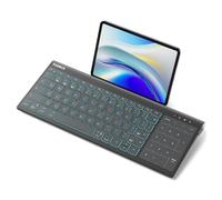 Inateck Tastiera Bluetooth per tablet, tastiera numerica 2 in 1 e touchpad, retroilluminazione a 7 colori e supporto nascosto, 3 canali BT, compatibile con iPad 10/9/iPad Pro/iPad Air/Samsung/Android