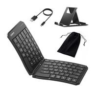 Inateck Nomad Ergo N0131 - Tastiera pieghevole ergonomica, con funzione Dual Fold Magnetic QWERTZ, con clip posteriore per l'uso sulla gamba, con tasca/supporto, per iPad, iPhone, Mac Android Windows