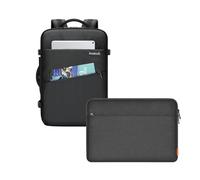 Inateck Zaino Viaggio 40L Uomo e Donna, Bagaglio a Mano Resistente agli Spruzzi, Nero + Custodia per Laptop compatibile con MacBook Air 13" M5-M1 (2026-2018), MacBook Pro 13" M2/M1 (2022-2016), Surfac