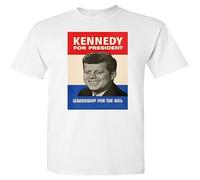 INATUE Casual T-Shirt John F. Kennedy 1960 Campaign Poster Adult DT Black XXL