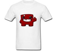 INATUE Casual T-Shirt Men's Super Meat Boy Logo Short Sleeve Black 3XL