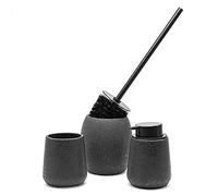 Inbagno Accessori Bagno da appoggio in Set in Ceramica Nera con Effetto Glitter, Design Moderno Elegante