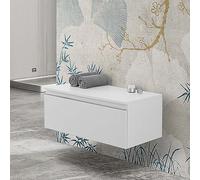 Inbagno Base sospesa Bagno 80 cm Bianco Lucido con cassetto Chiusura rallentata Soft-Close, Installazione a Parete