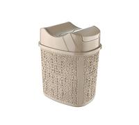 Inbagno Cestino Bagno in plastica con Doppio Coperchio Basculante, Design Moderno con Motivi a Intreccio, capienza 5 lt (Tortora)