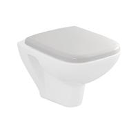 Inbagno Copriwater Originale per Vaso sospeso Serie Domus, in termoindurente Bianco Lucido, Cerniere in Acciaio Cromato e Fissaggio dal Basso