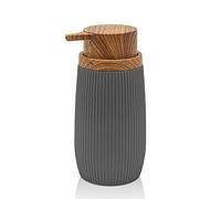 Inbagno Dispenser per Sapone Liquido, in plastica Grigio, Dettagli Effetto Legno, Blob