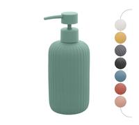 Inbagno Dispenser Sapone Verde cannettato in Ceramica Soft Touch, Ricaricabile con erogatore Pump e capienza 330 ml, Spring