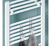 Inbagno Ganci termoarredo Bagno - Set 2 Pezzi in Acciaio, L 3,6 x H 14,5 cm, Ideali per scaldasalviette e Box Doccia