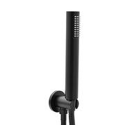 Inbagno Kit doccetta per Doccia Nero Opaco ABS, Completa con Tubo Flessibile e Presa Acqua (Tondo)