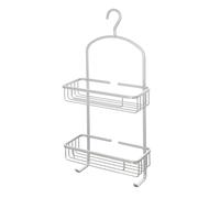 Inbagno Mensola Doccia Porta Oggetti Rettangolare In Acciaio Argento A 2 Ripiani Con Gancio, L 28 x P 12 x H 57,5 Cm, Installabile Su Box Doccia E Cabine Doccia