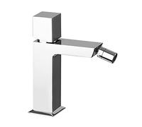 Inbagno Miscelatore per Bidet monocomando Quadrato, Cromato Lucido in Ottone, con Leva di Comando a cubo, Serie Torre