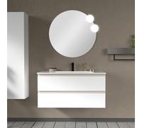 Inbagno Mobile bagno moderno sospeso 100 cm, serie Master 2 cassetti, completo di lavabo e specchio Garanzia 5 anni (Bianco Opaco)