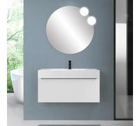 Inbagno Mobile Bagno Sospeso 100 cm Bianco Opaco Lavabo Resina Linea Nara