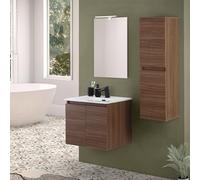 Mobile bagno sospeso 60 cm noce canaletto con 2 ante soft-close Kleo