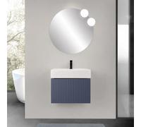 Inbagno Mobile Bagno Sospeso 80 cm Blu Notte Lavabo Resina Linea Nara
