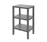 Inbagno Mobiletto scaffale bagno salvaspazio, con 3 ripiani portaoggetti, colore grigio effetto legno, in polipropilene senza BPA, H 73,5 x p 29 x L 38 cm, in KIT di montaggio (Grigio, 3 ripiani)
