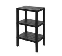 Inbagno Mobiletto scaffale bagno salvaspazio, con 3 ripiani portaoggetti, colore nero effetto legno, in polipropilene senza BPA, H 73,5 x p 29 x L 38 cm, in KIT di montaggio (Nero, 3 ripiani)
