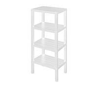 Mobiletto scaffale bagno salvaspazio, con 4 ripiani portaoggetti, colore bianco effetto legno, in polipropilene senza BPA, H 100 x p 29 x L 38 cm, in KIT di montaggio (Bianco, 4 ripiani)