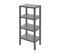 Mobiletto scaffale bagno salvaspazio, con 4 ripiani portaoggetti, colore grigio effetto legno, in polipropilene senza BPA, H 100 x p 29 x L 38 cm, in KIT di montaggio (Grigio, 4 ripiani)