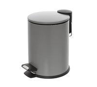Inbagno Pattumiera Bagno a Pedale, capacità 3 Lt, in Acciaio Colore Grigio, Coperchio Slim, H 24 x 17 cm