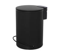 Inbagno Pattumiera bagno in acciaio nero opaco con coperchio soft-close, secchio estraibili e apertura a pedale, capienza 3 litri, SPRING