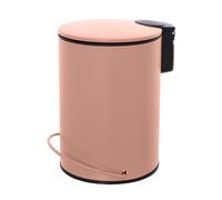 Inbagno Pattumiera bagno in acciaio rosa opaco con coperchio soft-close, secchio estraibili e apertura a pedale, capienza 3 litri, SPRING