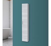 Inbagno Pensile Bagno 1 Anta Reversibile 25 x 150 Grigio con 4 Ripiani Interni fissi e Maniglia Cromo Lucido