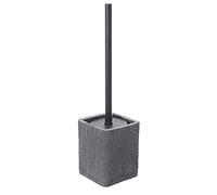 Inbagno Portascopino Effetto Pietra, in Resina, 10 x 10 x H 36,5 cm, Grigio, Completo di scopino