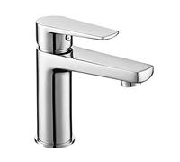Inbagno Rubinetto Miscelatore lavabo Bagno con Maniglia Quadrata, piletta Inclusa, in Ottone Cromato, Serie Erika (Rubinetto lavabo)