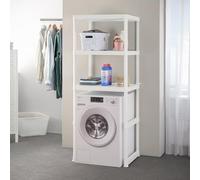 Inbagno Scaffale Sopra Lavatrice E Asciugatrice In Plastica Bianca Con 3 Ripiani Dalla Texture Antiscivolo, L 74 x P 59 x H 186 Cm, In Kit Di Montaggio Facile Da Assemblare