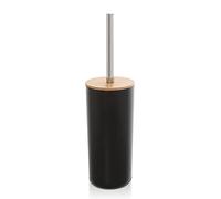 Inbagno Scopino Bagno Nero da appoggio, in ABS e Legno bambù, Linea Surf