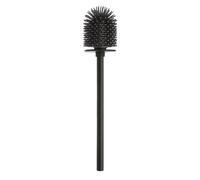 Inbagno Scopino di Ricambio per WC Universale con setole Nere in Silicone Antibatterico e Manico in Acciaio Nero