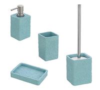 Inbagno Set 4 Accessori Bagno in Resina, con Dispenser per Sapone, Portaspazzolini, Portasaponetta e Portascopino