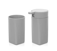 Inbagno Set Accessori Bagno 2 Pezzi Colore Grigio, Dispenser e portaspazzolini, in plastica, Linea Tender