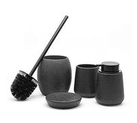 Inbagno Set Accessori Bagno in Ceramica Nera Glitterata, con Dispenser Sapone, Portaspazzolini, Portasapone e Portascopino