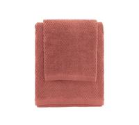 Inbagno Set Asciugamani Bagno Rosso Mattone per Viso e ospite, 55x100 cm e 40x60 cm in Cotone Puro, Spring